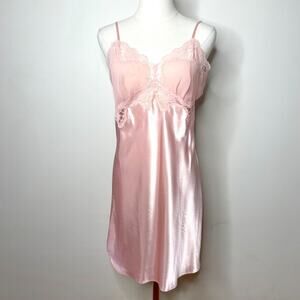VTG 90s Victorias Secret Babydoll Coquette Pink Lace Mini Slip Dress Sz M Ballet